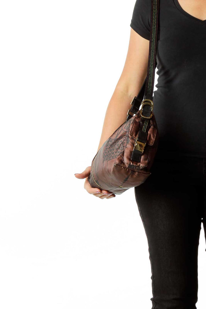 Brown Black Print Shoulder Bag