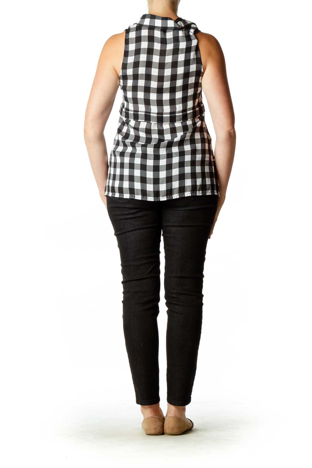 Black White Silk Gingham Blouse