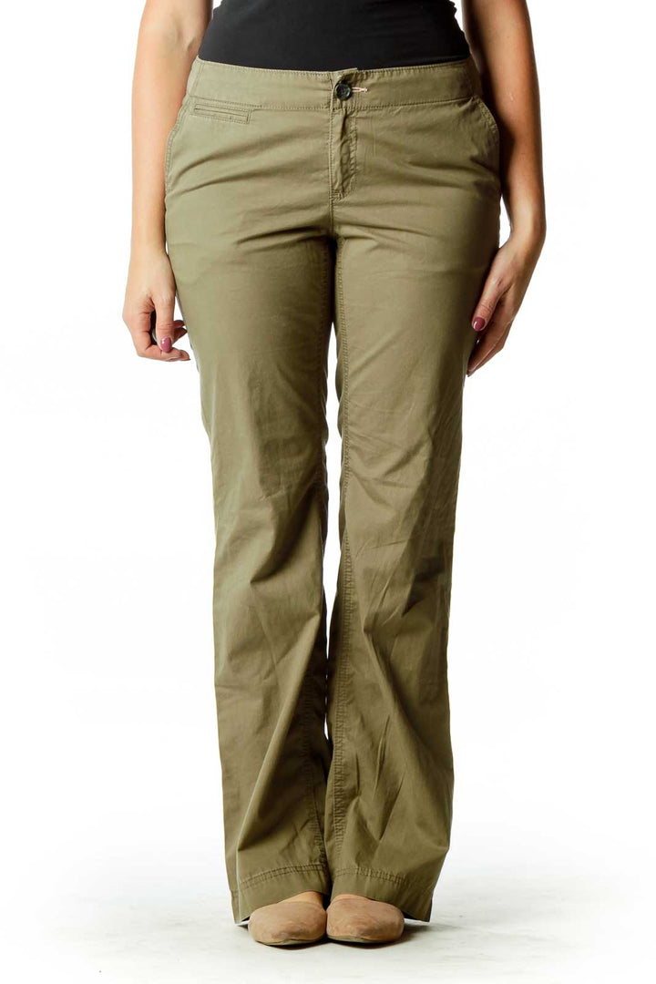 Olive Green Straight Leg Pants