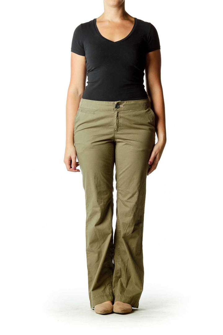 Olive Green Straight Leg Pants