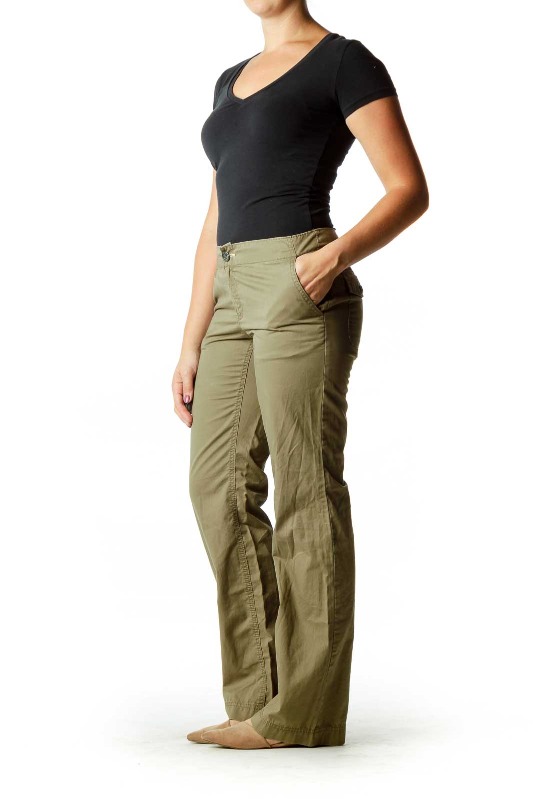 Olive Green Straight Leg Pants