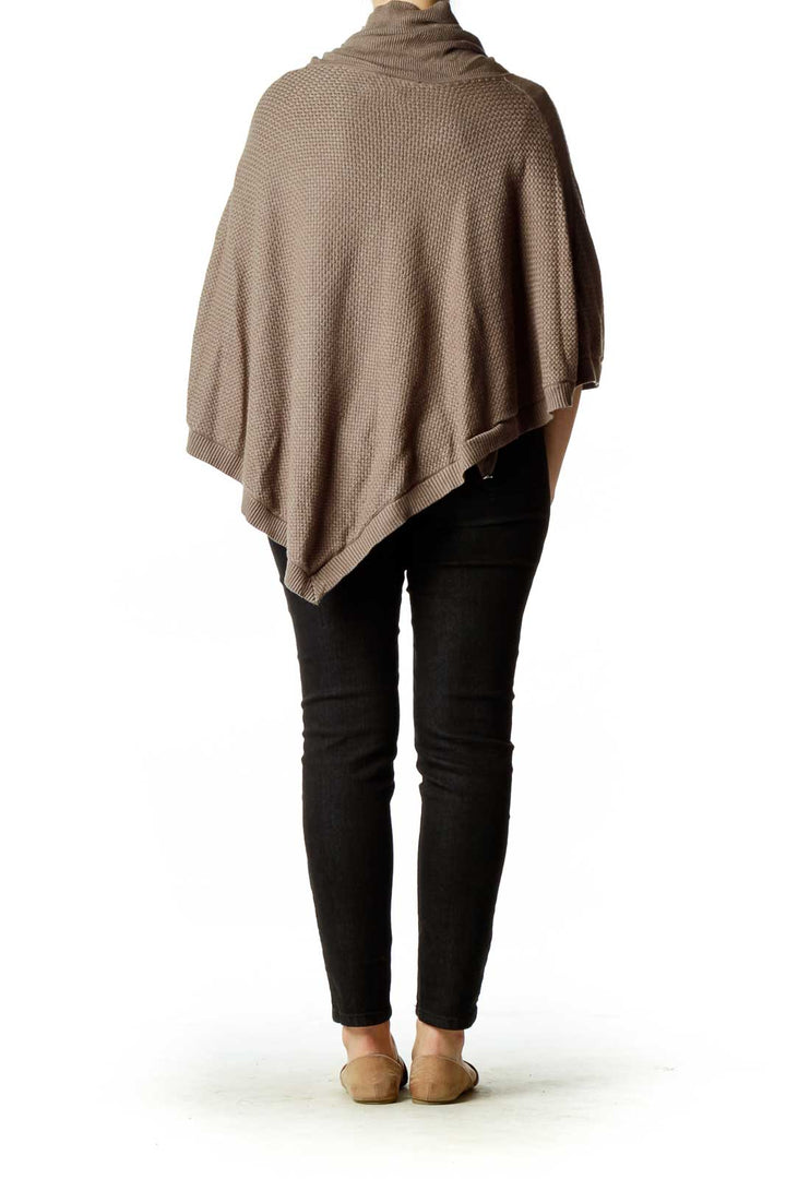 Brown Cowl Neck Poncho