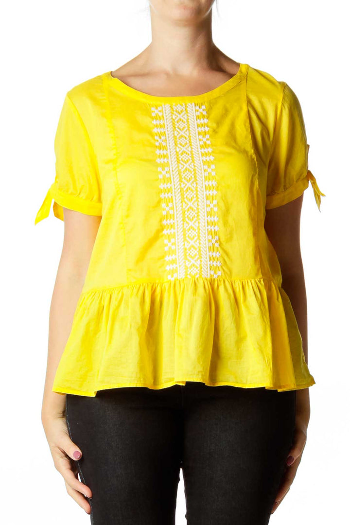 Yellow Embroidered Top