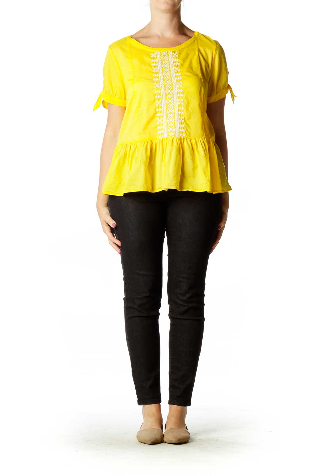 Yellow Embroidered Top