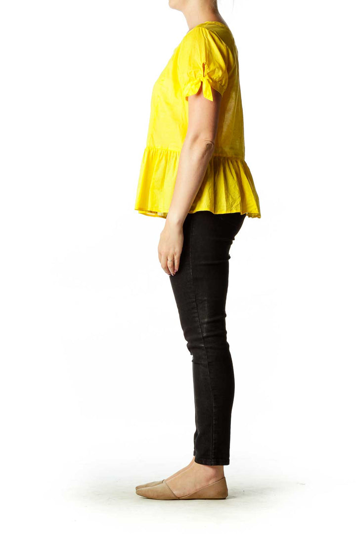 Yellow Embroidered Top