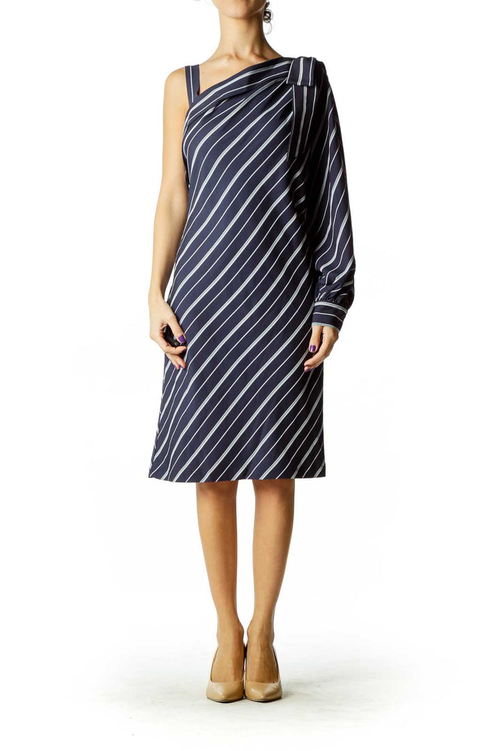 Navy & White Striped Dress