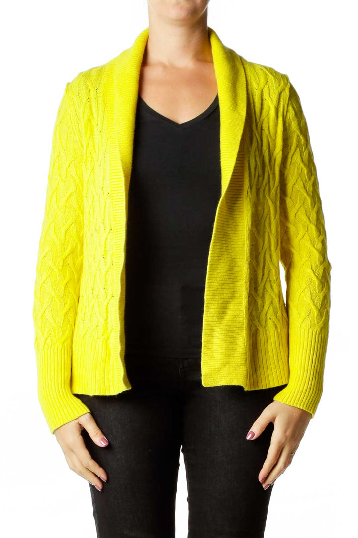 Yellow Cable Knit Cardigan