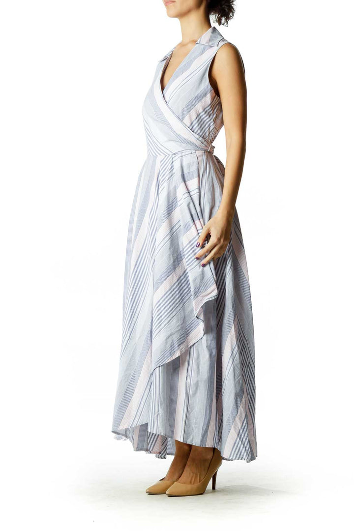 Blue Pink Pinstripe Day Dress