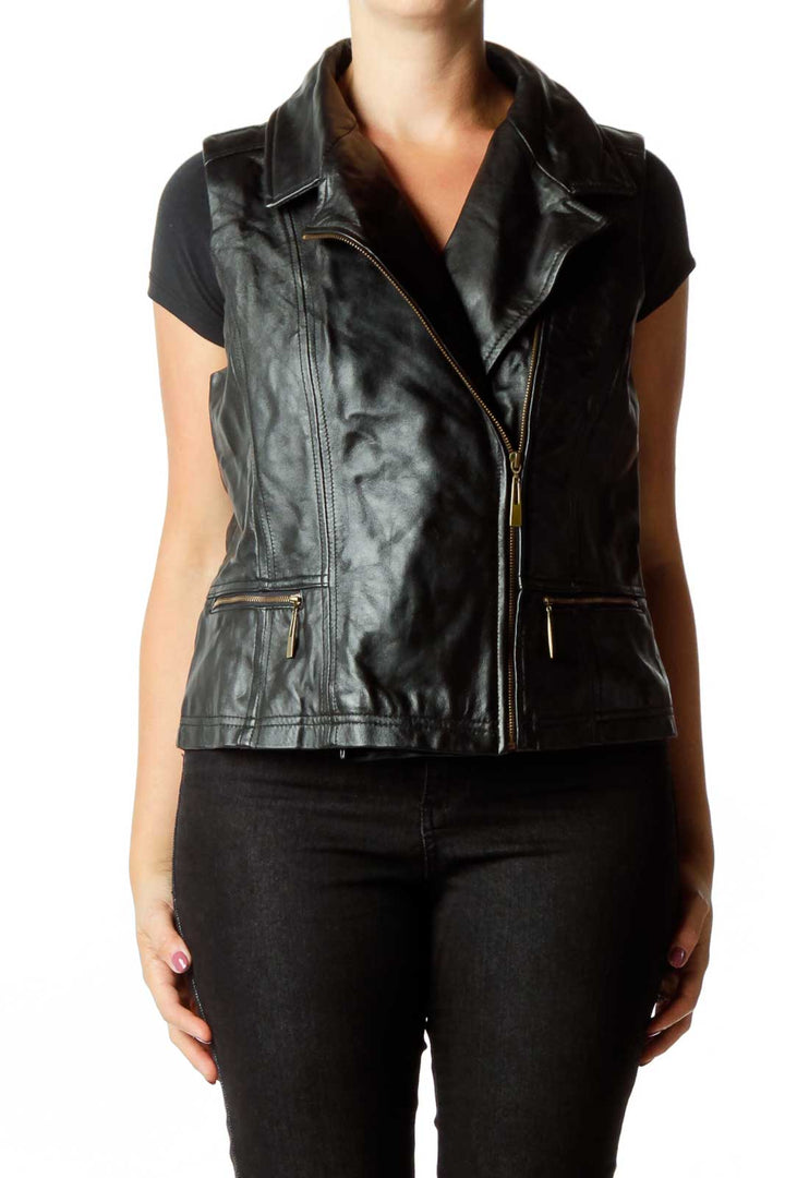 Black Faux-Leather Vest