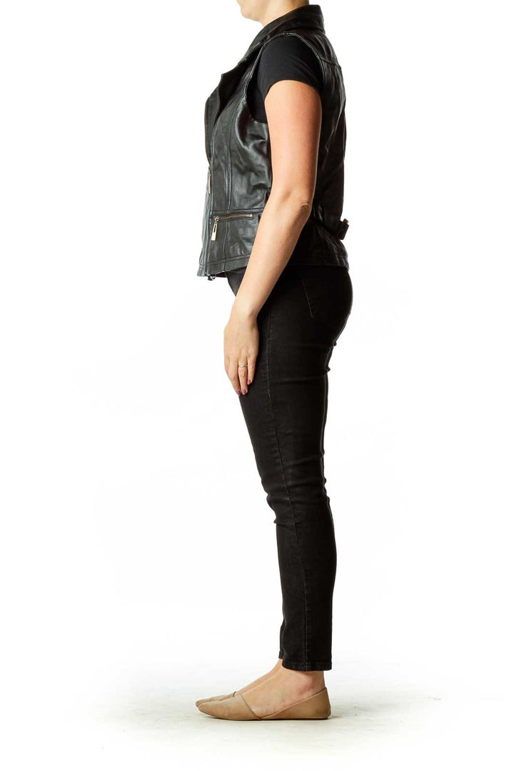 Black Faux-Leather Vest