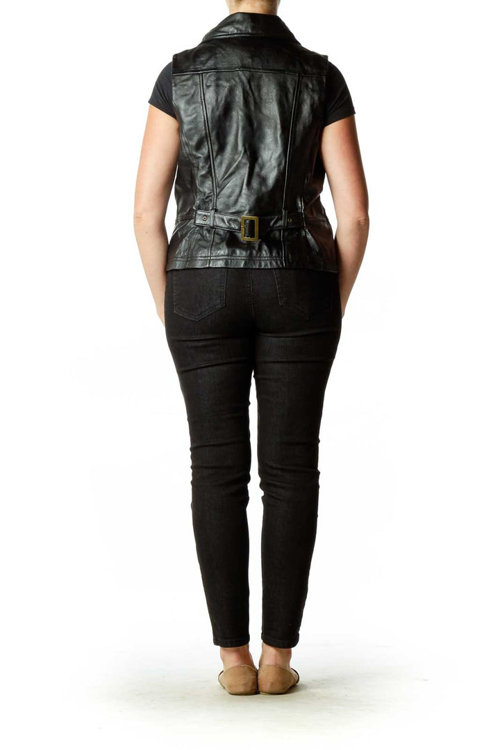 Black Faux-Leather Vest