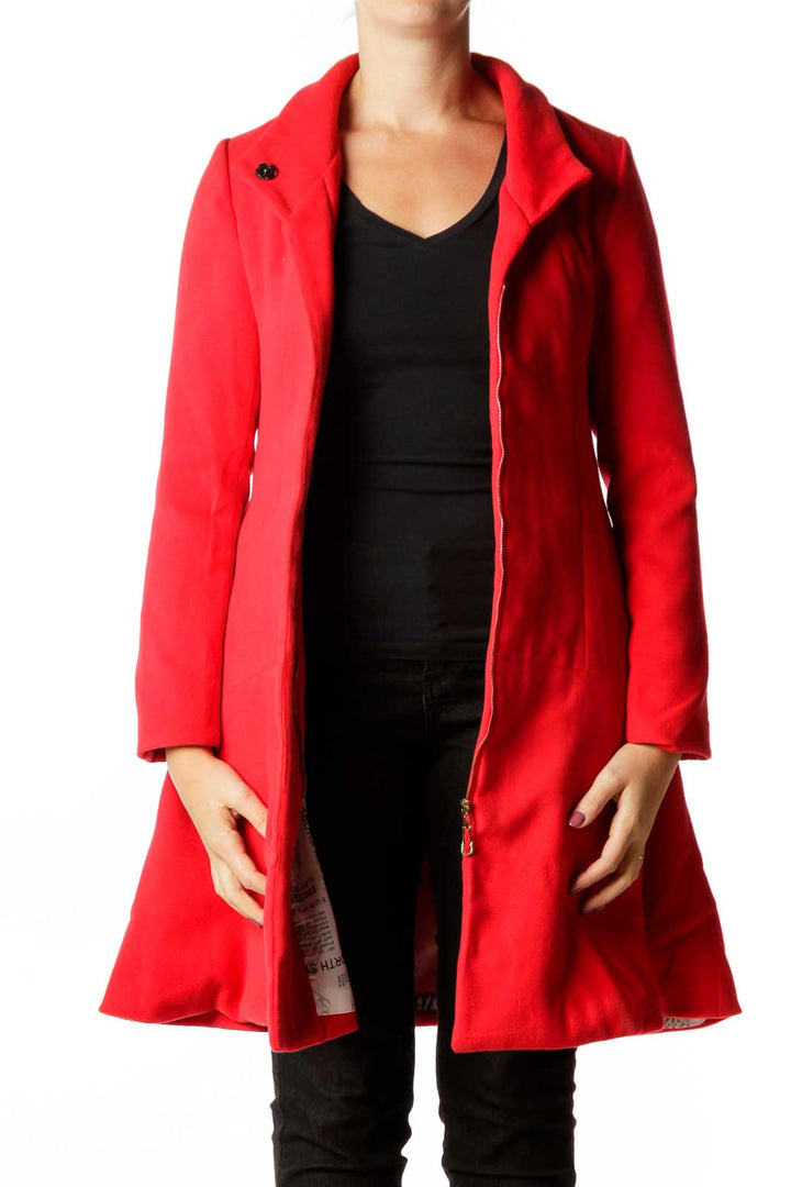 Red Fleece Zippered Coat