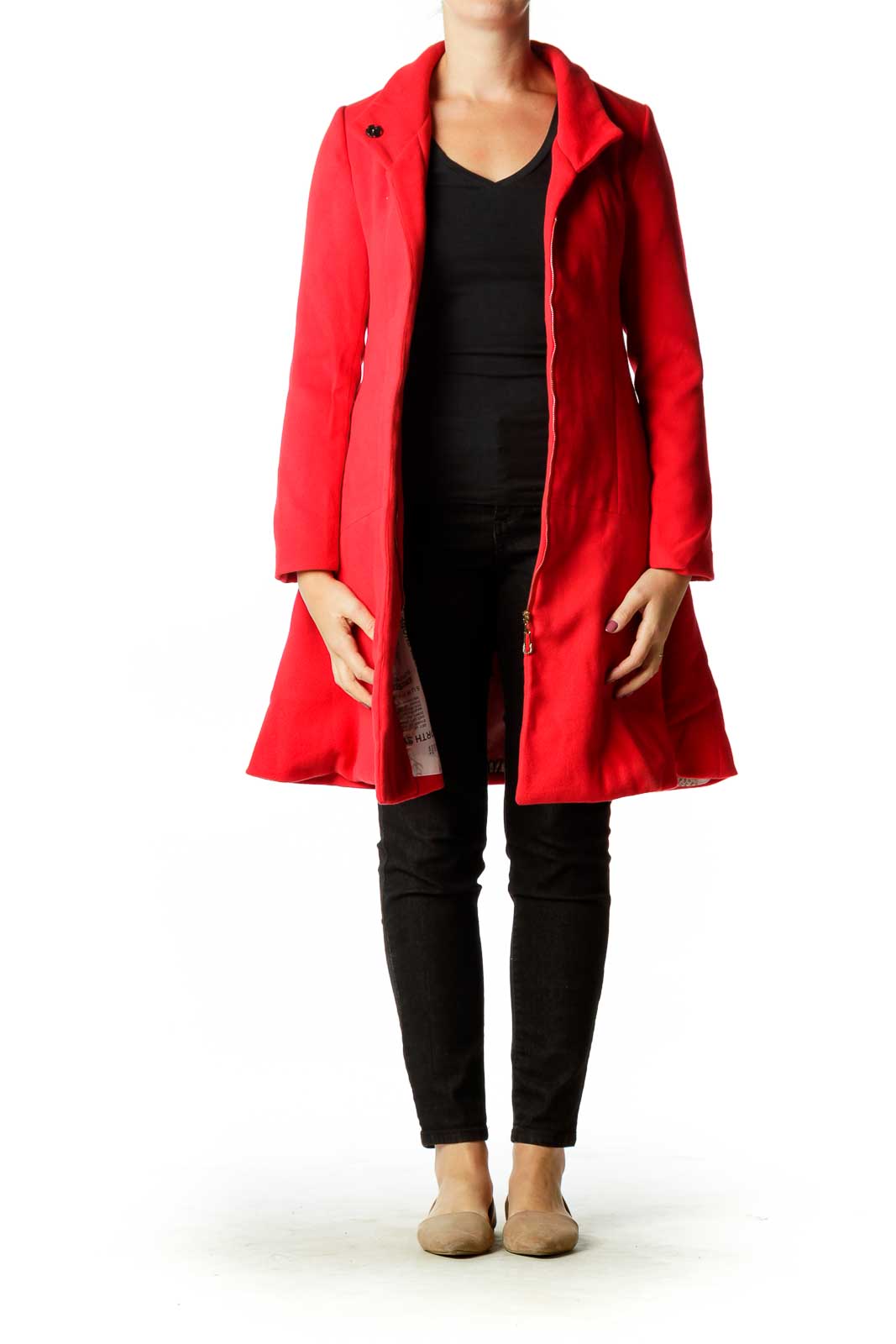 Red Fleece Zippered Coat