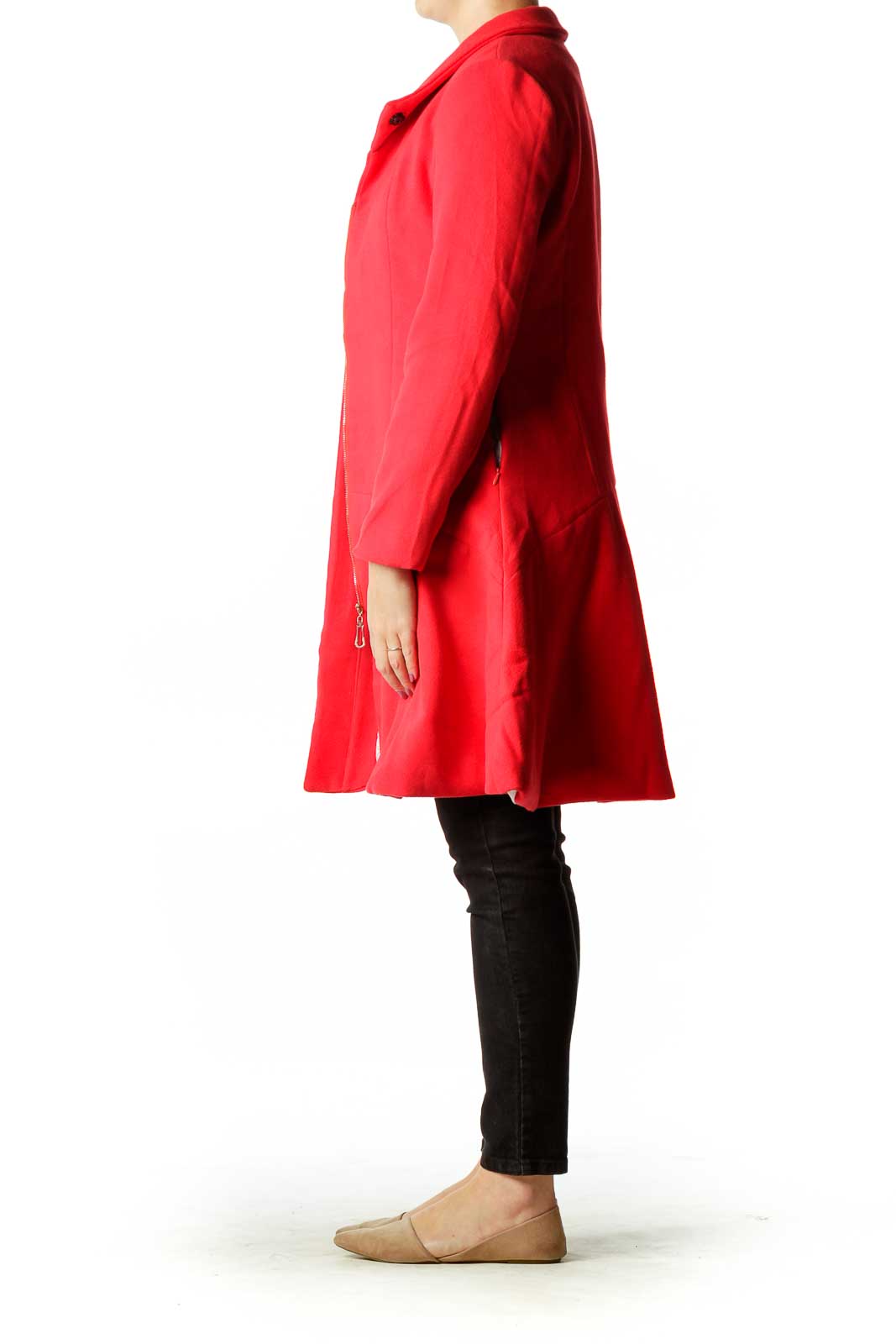 Red Fleece Zippered Coat