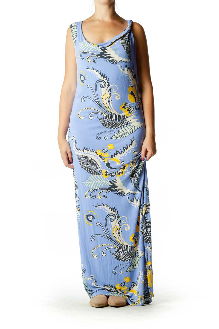 Blue Yellow Paisley Maxi Dress