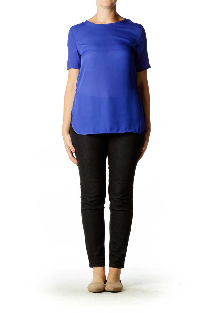 Blue Round Neck Blouse