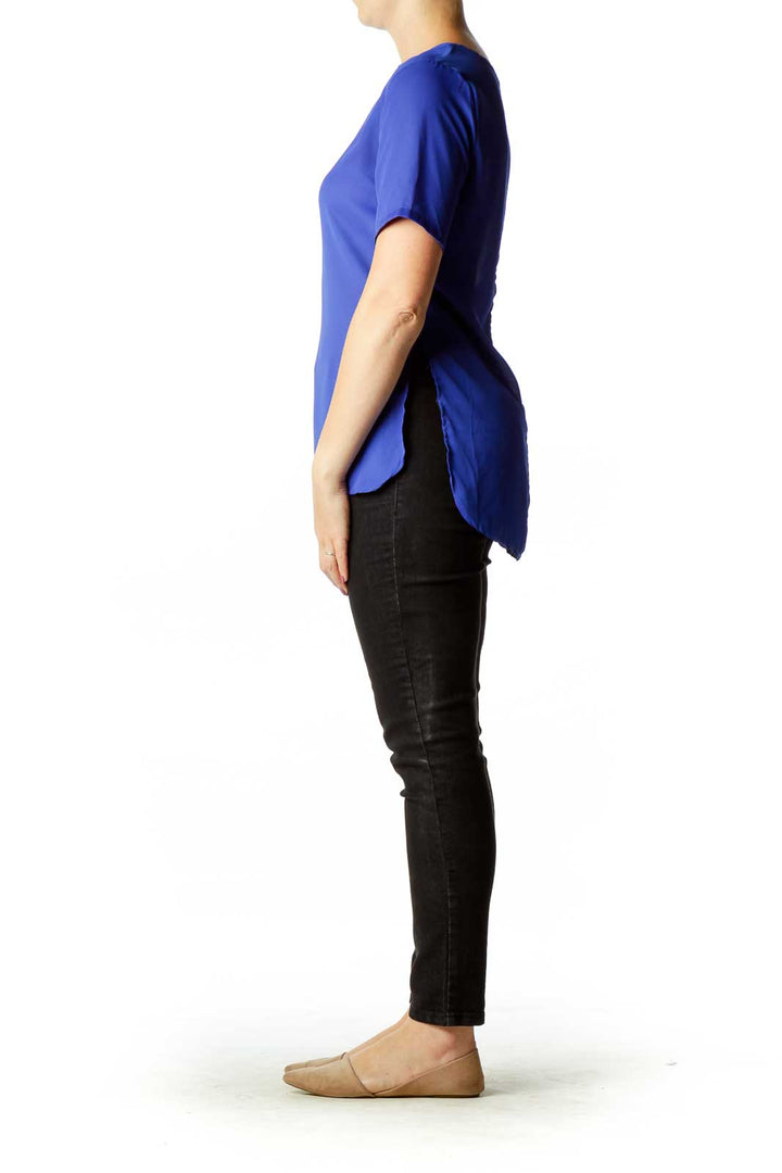 Blue Round Neck Blouse