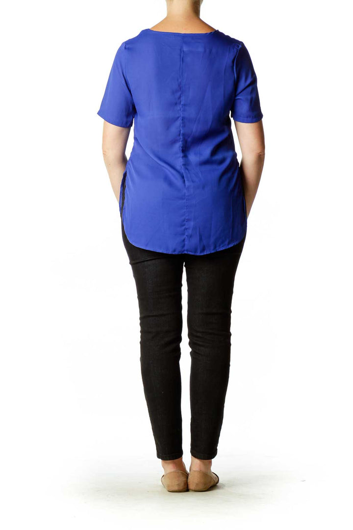 Blue Round Neck Blouse