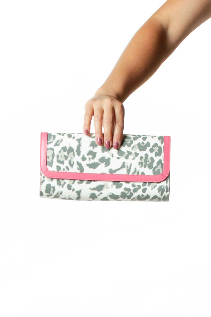 White Gray Animal Print Clutch