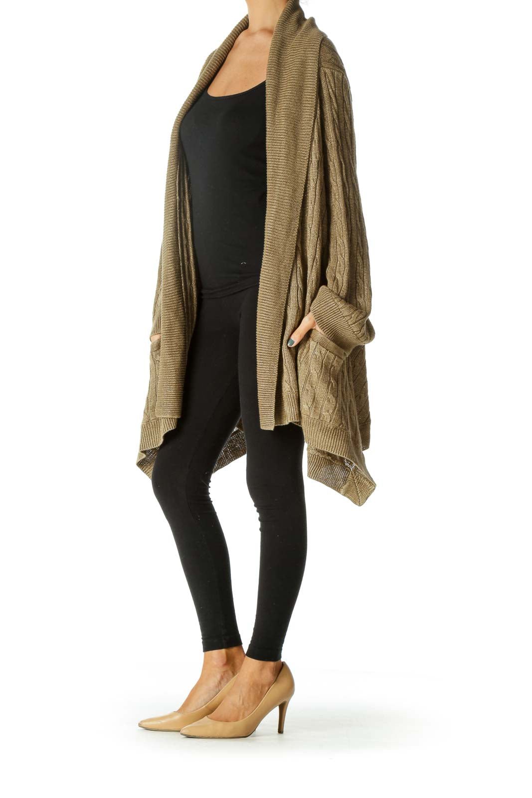 Brown Cable Knit Oversized Cardigan