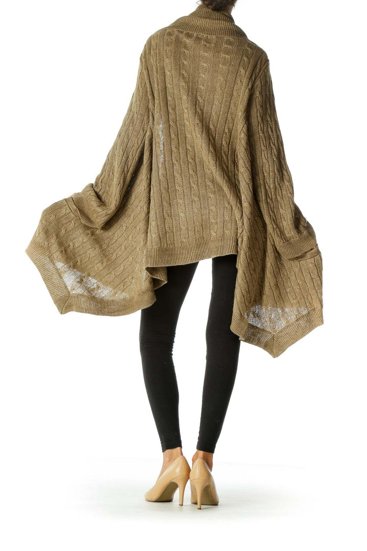 Brown Cable Knit Oversized Cardigan