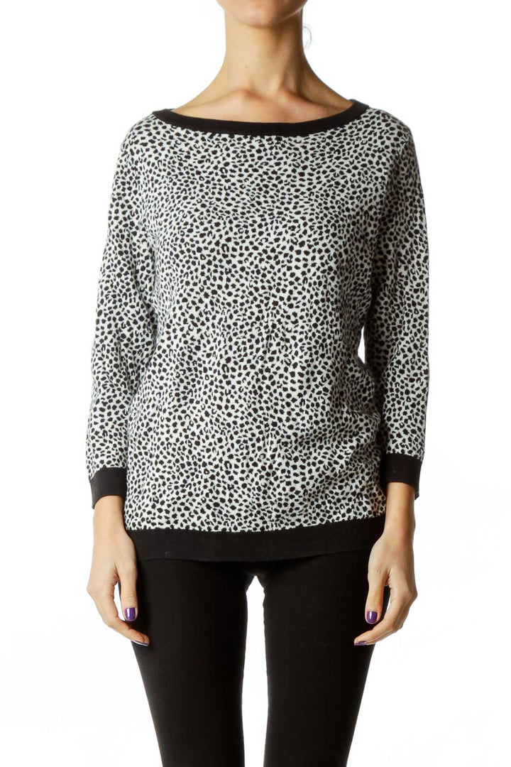 White Black Animal Print Sweater