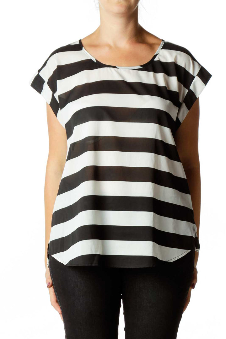 Black White Striped Blouse