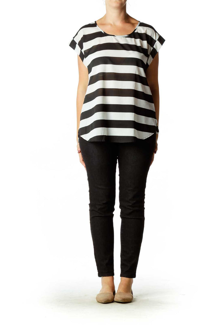 Black White Striped Blouse