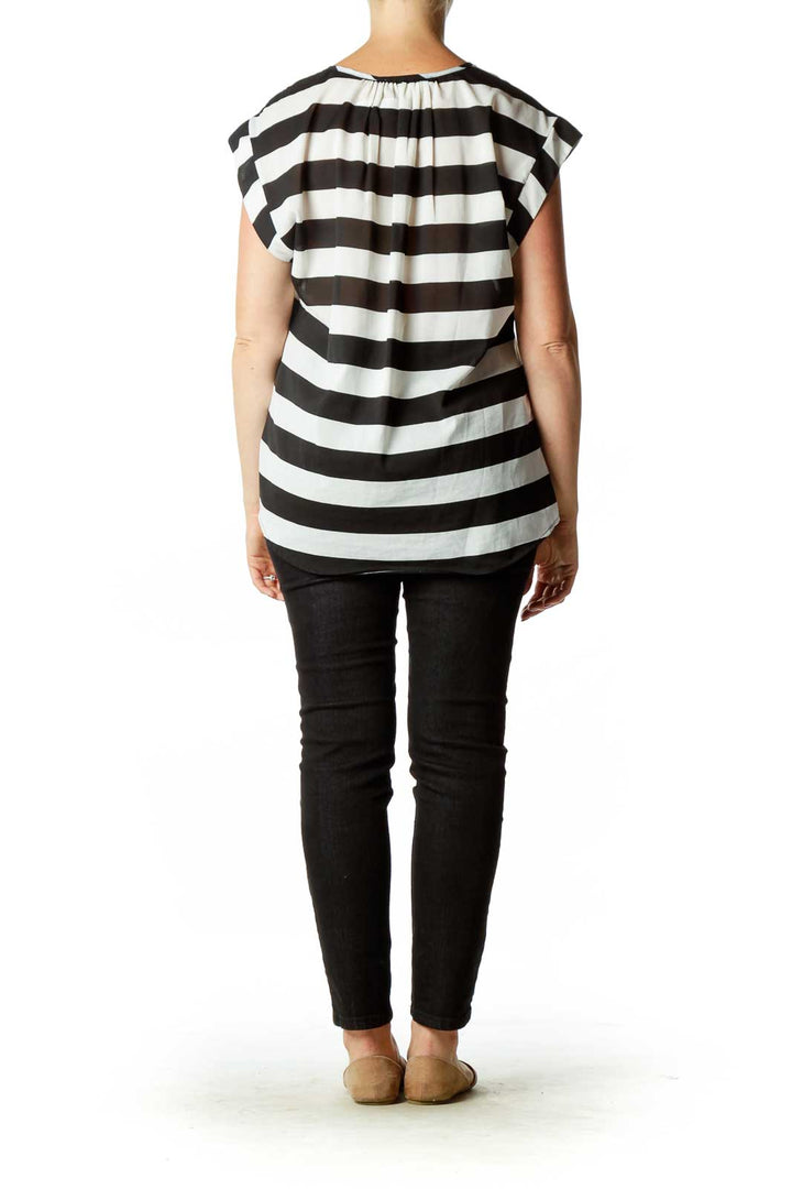 Black White Striped Blouse