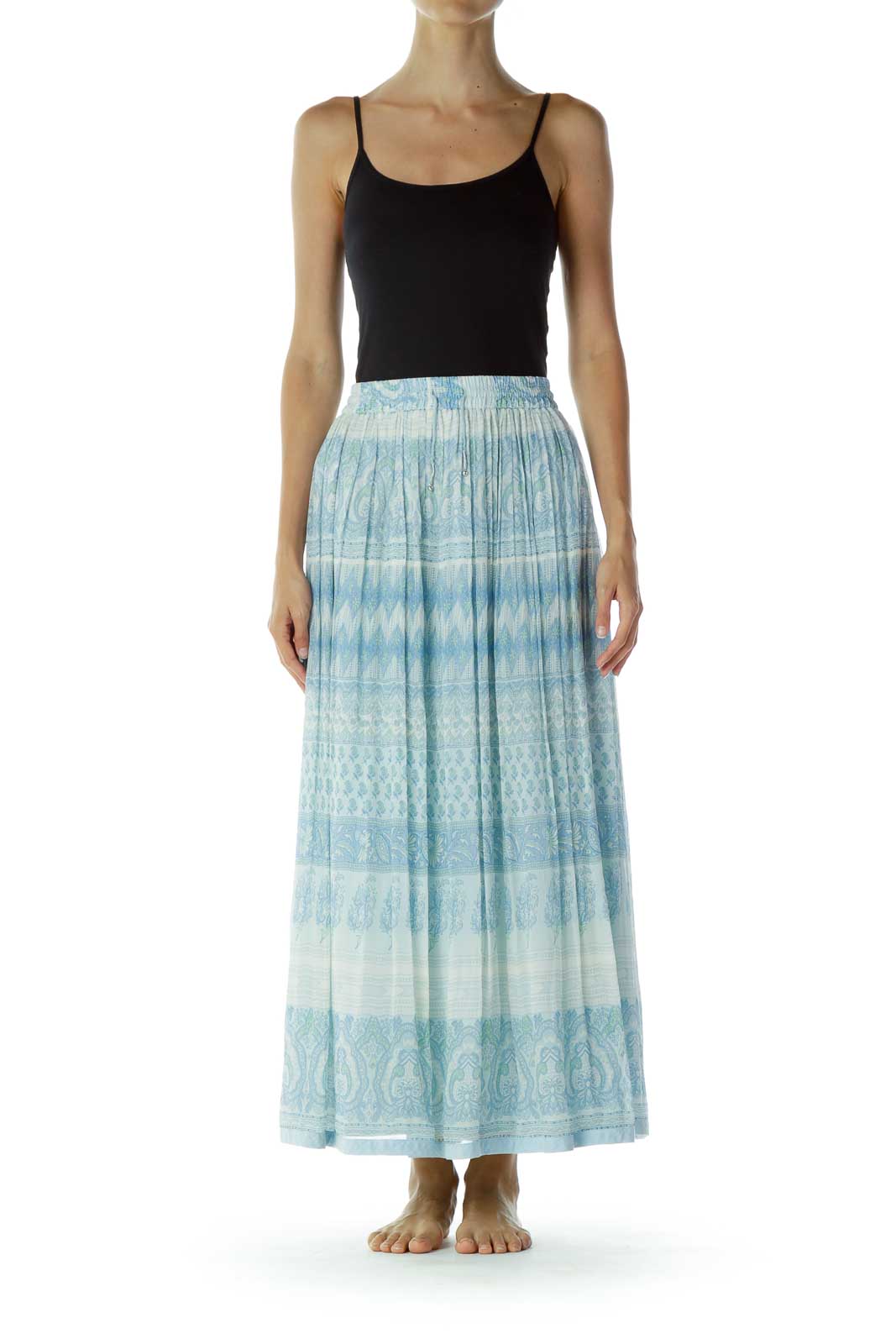 Blue Boho Maxi Skirt