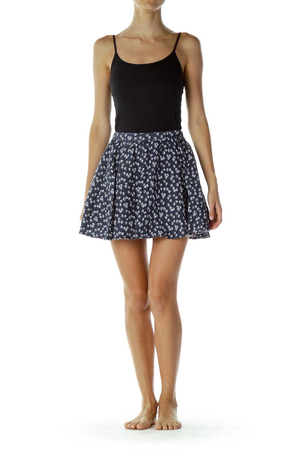 Navy Floral Mini Skirt