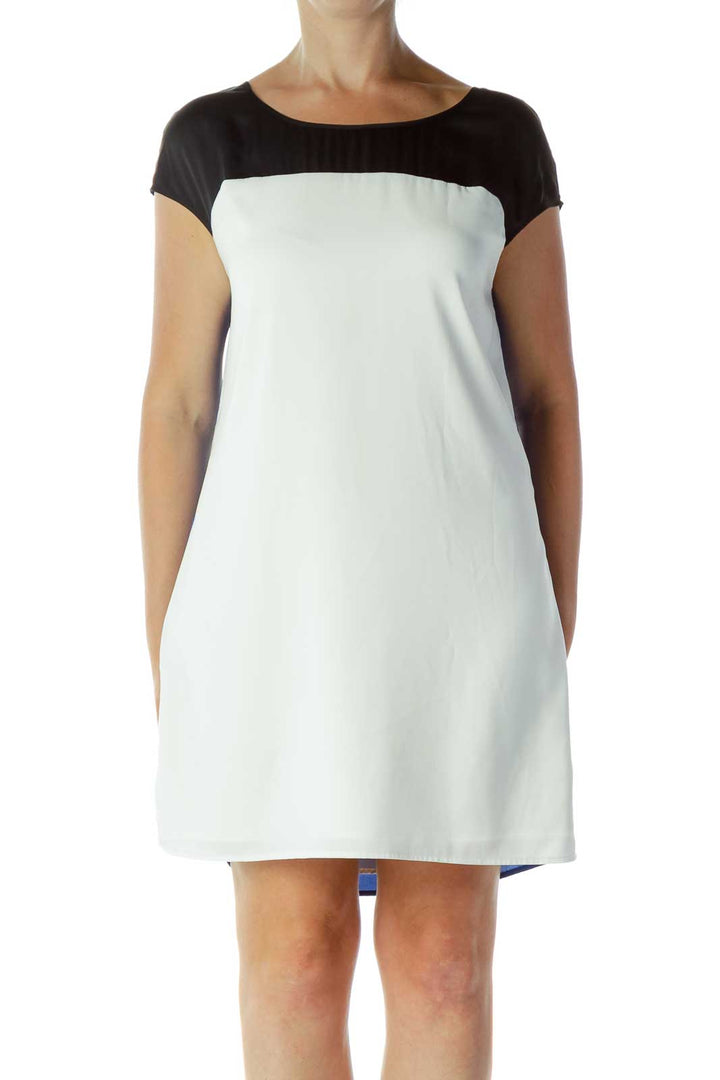 Black, Cream, & White Color Block Dress