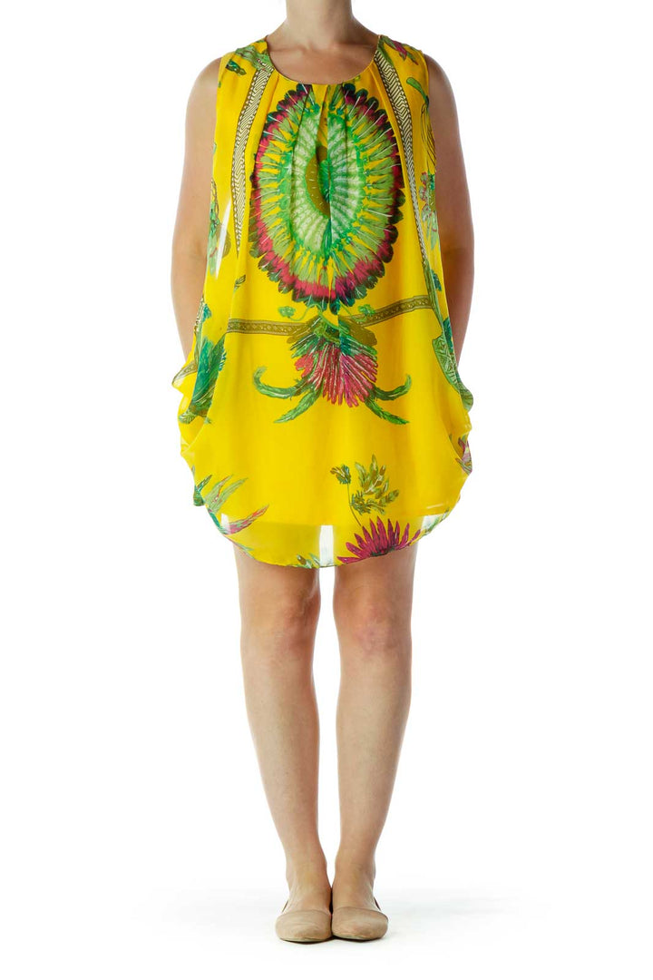 Yellow Feather Print Dress