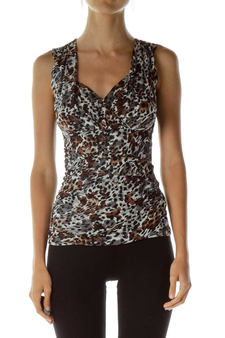 Brown Beige Black Animal Print Tank Top