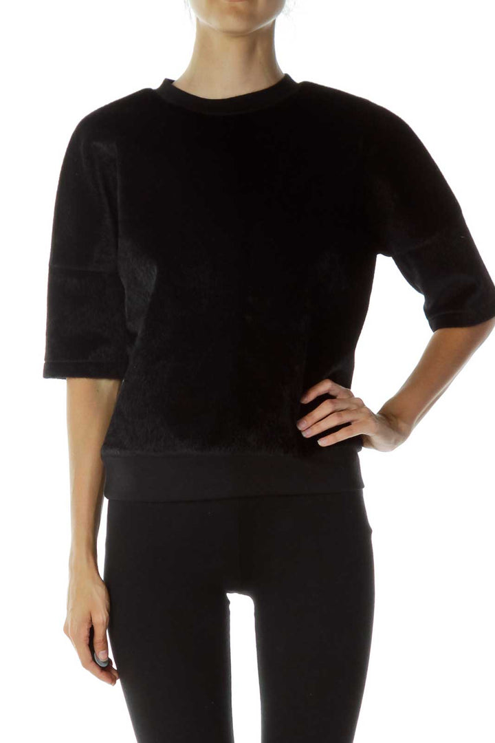 Black Faux-Fur Top