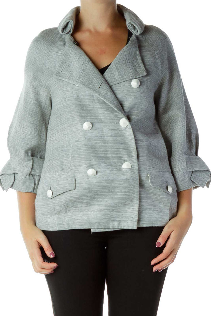 Gray Buttoned Suit Jacket