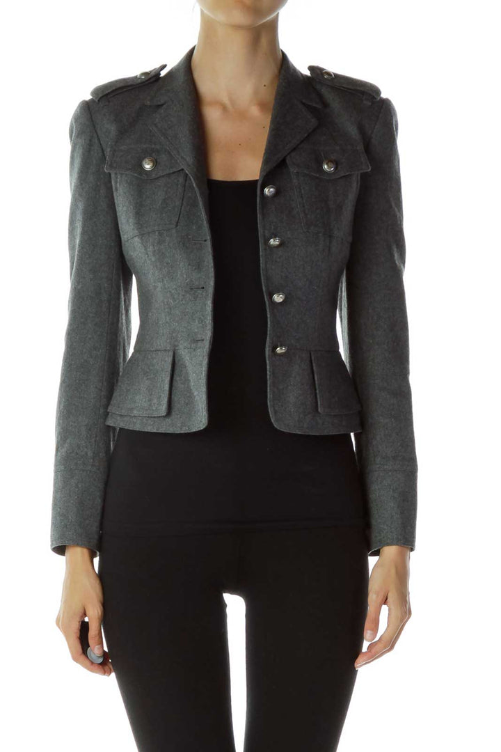 Gray Buttoned Blazer