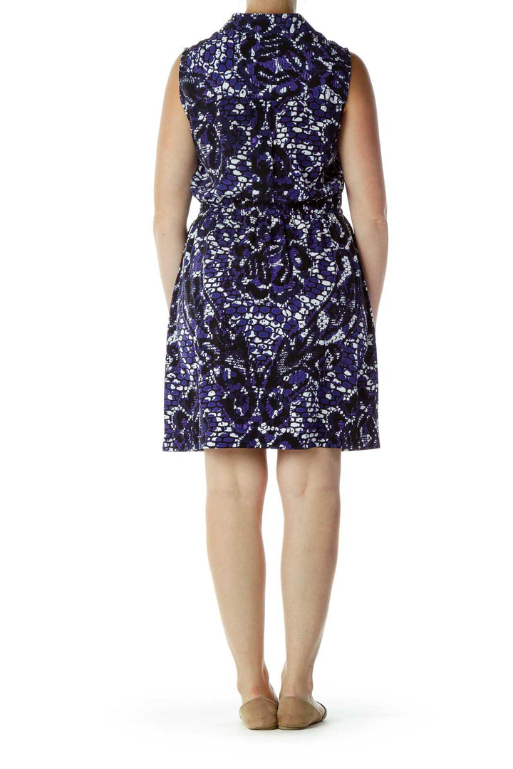 Purple Black Printed Work Dress