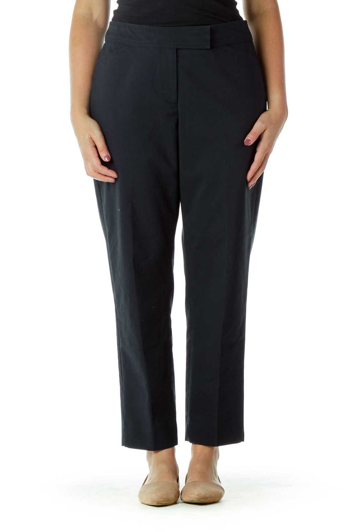 Front view of Talbots black straight-leg pants