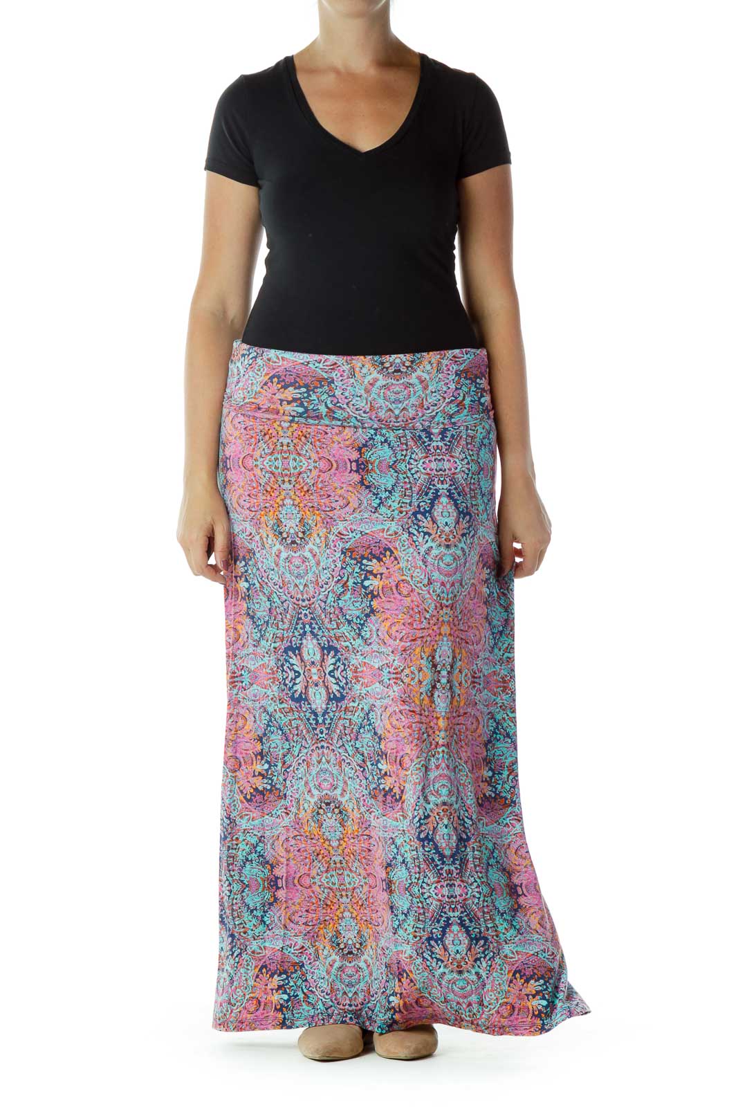 Multicolor Printed Maxi Skirt