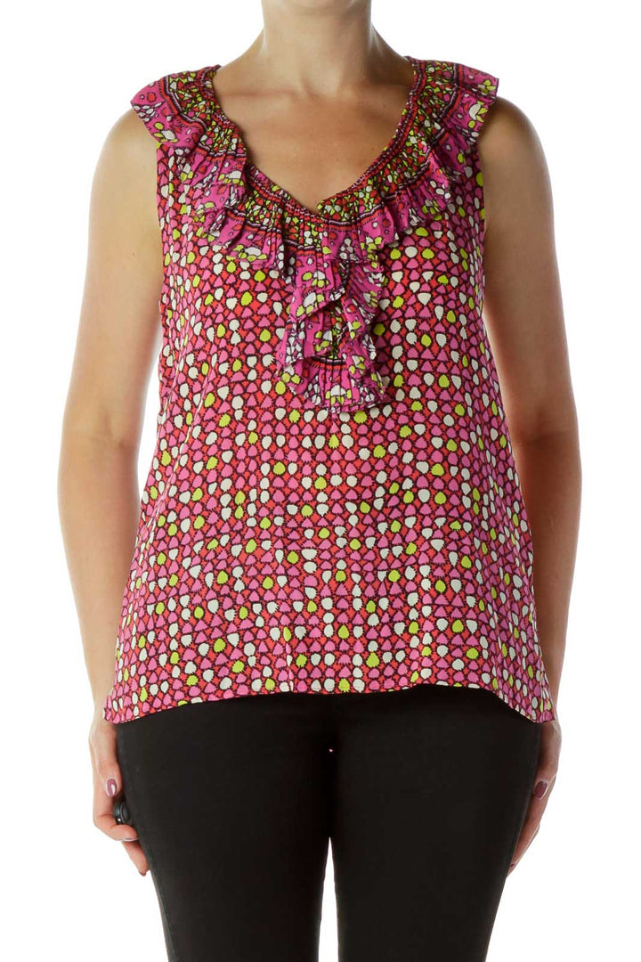 Pink Printed Tank Top