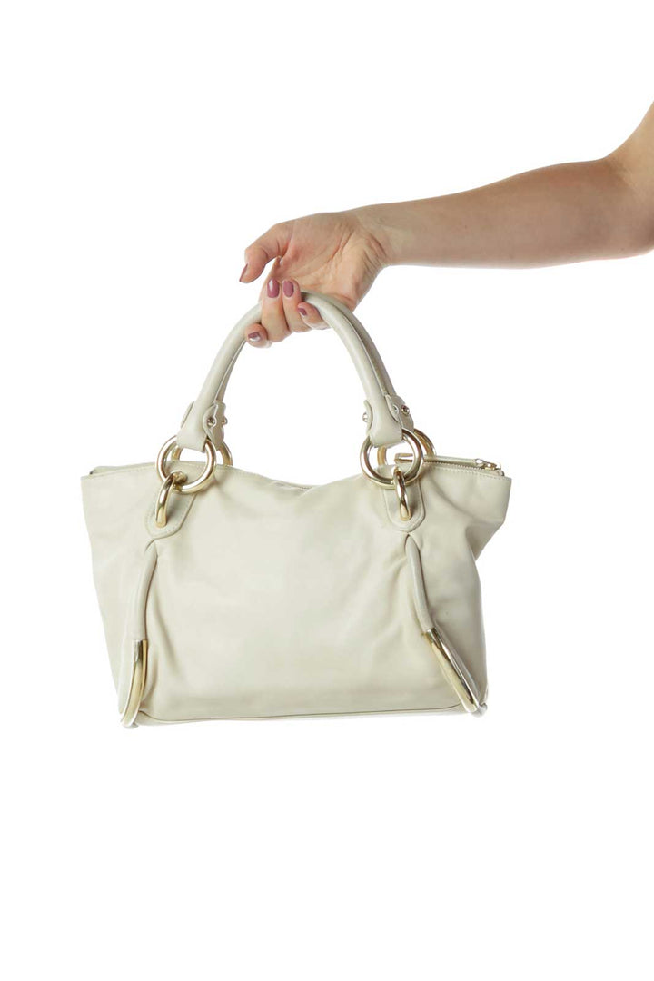 Beige Leather Satchel