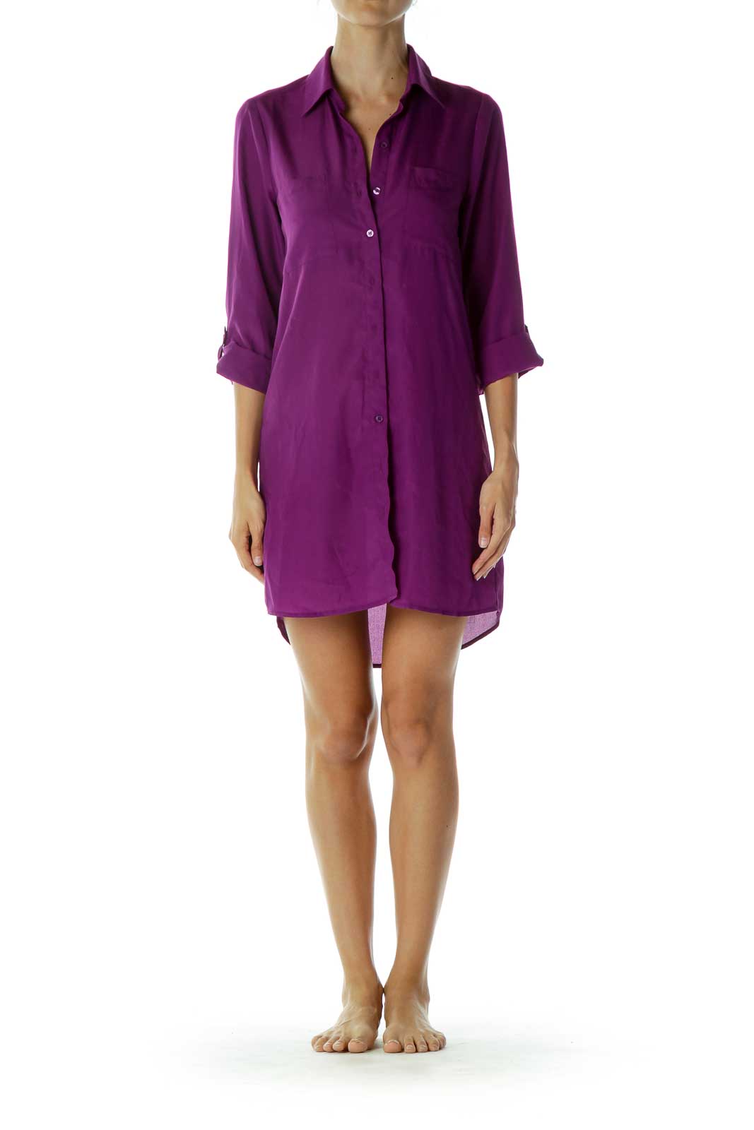 Purple Collared Shirt Dress