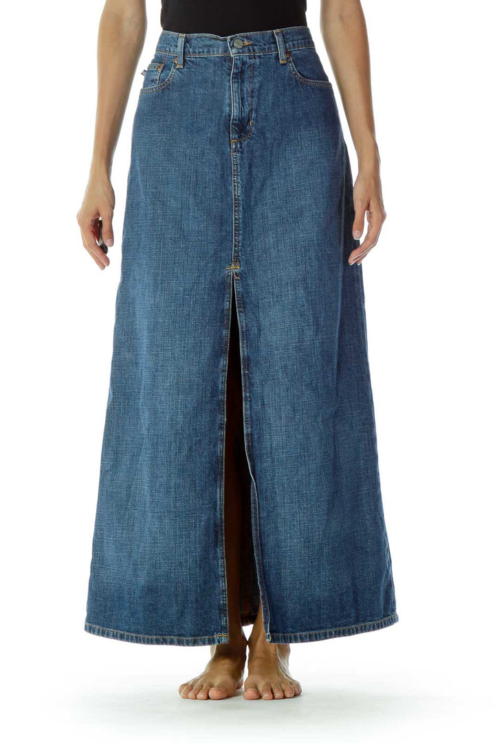 Denim Slitted Skirt