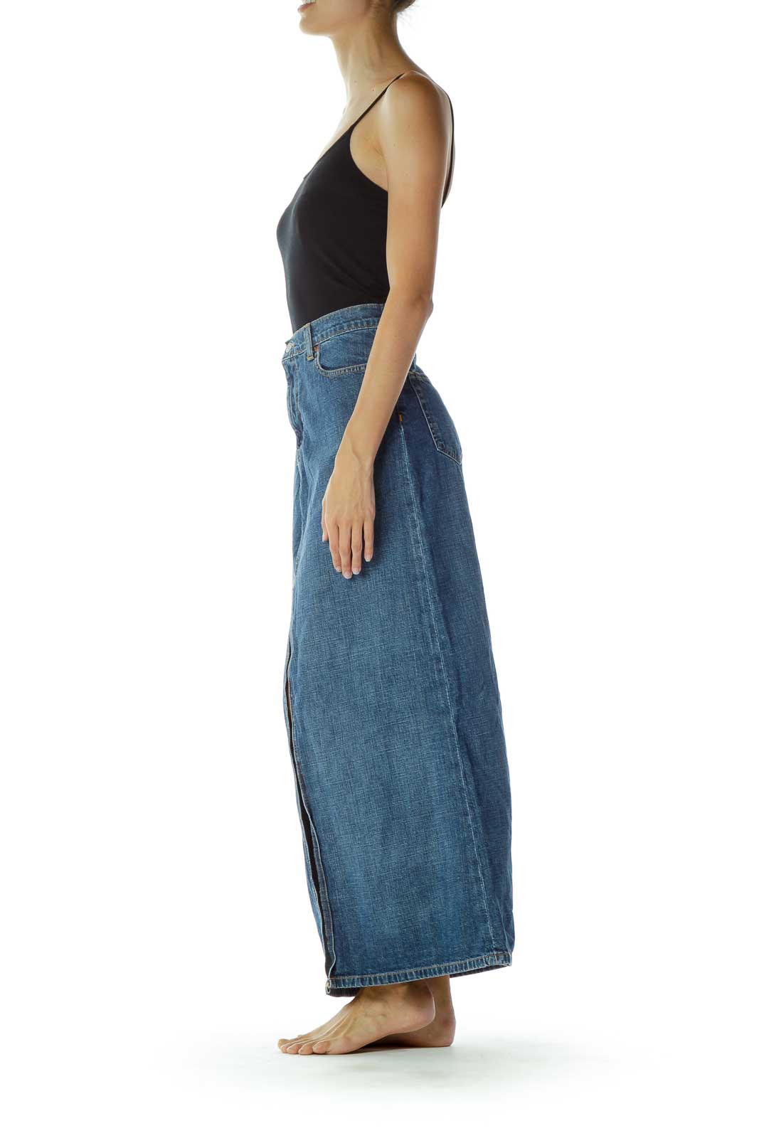 Denim Slitted Skirt