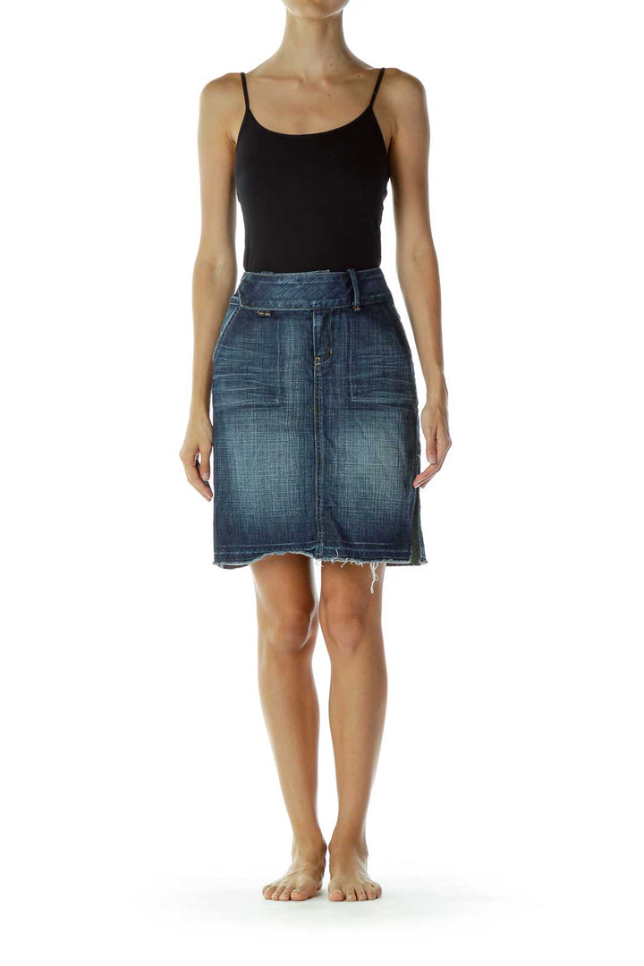 Denim Distressed Skirt