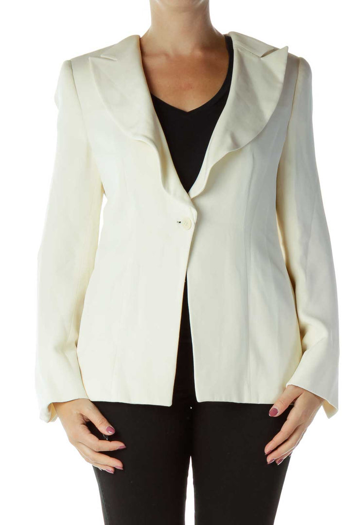 Cream Buttoned Suit Jacket