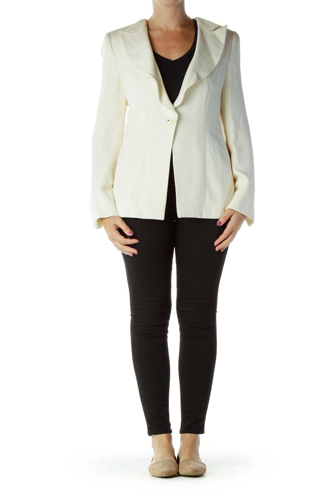 Cream Buttoned Suit Jacket