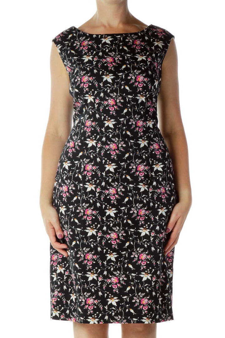 Black Floral Work Dress