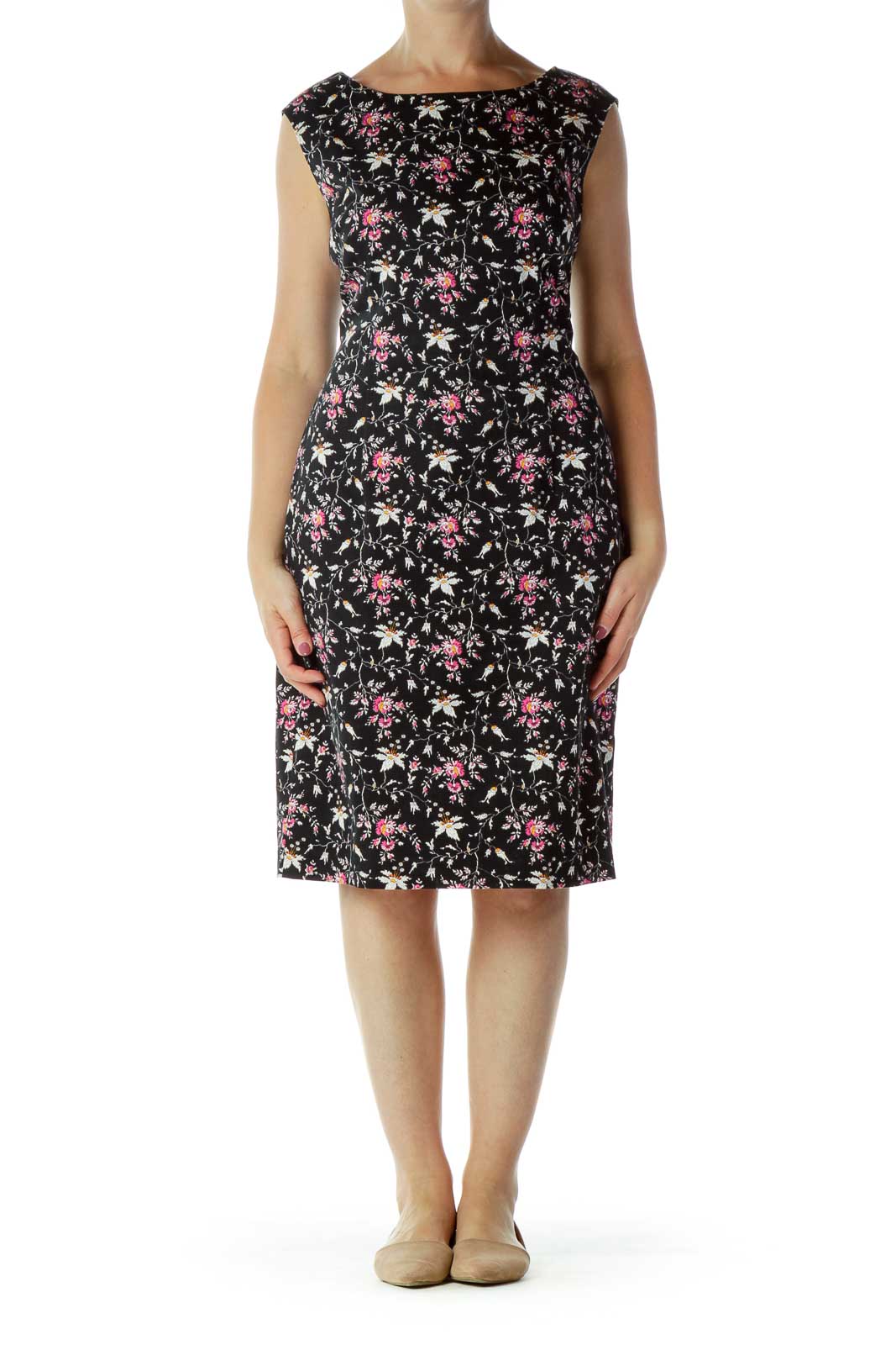 Black Floral Work Dress